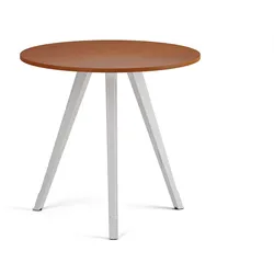Couchtisch PRIMO ZEN, Durchmesser 80 cm, weißes Fußgestell, Kirschbaum