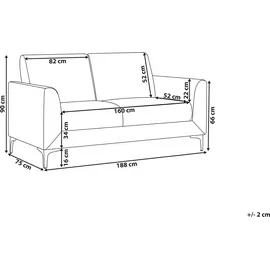 Beliani Sofa 3-Sitzer Fenes Stoff Schwarz