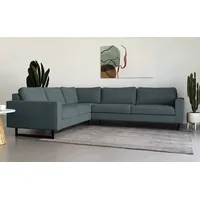 PLACES OF STYLE Ecksofa »Pinto, 250/290 cm, langer Schenkel, XXL, Ottomane«, Cord, Feincord, Luxus-Microfaser Leder und Chenille blau