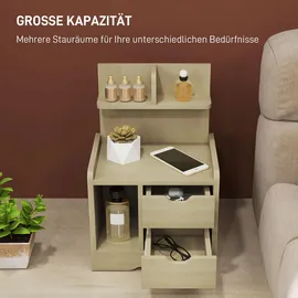 Homcom Nachttisch, Natur, Holzwerkstoff, 40x60x30 cm, Schlafzimmer, Nachttische