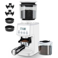 Homtone Elektrische Kaffeemühle Edelstahl-Kegelmahlwerk, 51-stufige Einstellbare Mahlgrad Kaffeemühle Espressomühle, Automatische Kaffeemühle für Siebträger, Edelstahl, Weiß