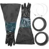 Aboiledy Sandstrahlhandschuhe mit O-Ringen, 60 CM, Gummi Sandstrahlmittel, mit Baumwolle, Sandstrahl Handschuhe Sandstrahler für Sandstrahlkabine