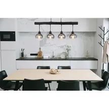 GLOBO Pendelleuchte Moitas 4-flammig Schwarz matt-Rauchfarben 85 x 15 x 120 cm