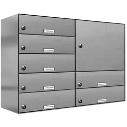 AL Briefkastensysteme 7 Fächer Premium Edelstahl Durchwurf Briefkasten Anlage für Post Post A4, modern, robust, wetterfest, Artikelnummer: 132V7DZ2KS