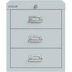 BISLEY Multidrawer Schubladenschrank aus Metall in lichtgrau, 3 Schübe abschließbar - Schrank für's Büro Stahlschrank Metallschrank Büroschrank