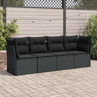 Festnight Gartensofa Rattan Sofa mit Stauraum Balkon Sofa 4 Sitzer Lounge Sofa Outdoor Rattansofa 3er Balkon Lounge Klein Balkonmöbel Couch Gartenlounge Gartenmöbel Polyrattan