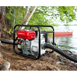Eberth 6,5PS Wasserpumpe 60.000l/h 30m Förderhöhe, 3 Anschluss, Schmutzwasserpumpe 4-Takt-Benzinmotor, 7m Ansaughöhe,