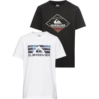 QUIKSILVER T-Shirt, (Packung, 2 tlg 2er-Pack), Gr. 14 (158/164), weiß + schwarz, , 45416742-14