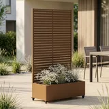 casa.pro Trennwand mit Blumenkasten 190 x 82 x 38 cm Braun Stahl