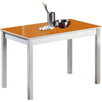 ASTIMESA Fester Tisch Küchentisch, Metall Glas Holz, orange, 110x70cm