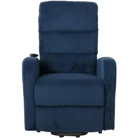 Mendler Fernsehsessel HWC-K62 Cord 72 x 138 x 72 cm Blau mit Liegefunktion