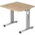 Hammerbacher höhenverstellbarer Schreibtisch eiche quadratisch, C-Fuß-Gestell silber 80,0 x 80,0 cm