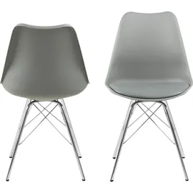 VCM ebuy24 Esszimmerstuhl Grau, Chrom.