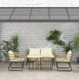 Outsunny Rattan Set 5-tlg. Beige