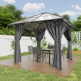 Pavillon Aluminium Pagode 3x3/4m Wasserdicht Stabil Winterfest Gartenpavillon