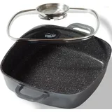 STONELINE Eckpfanne 24 x 24 cm graumit Aroma-Deckel