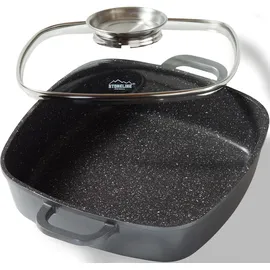 STONELINE Eckpfanne 24 x 24 cm graumit Aroma-Deckel