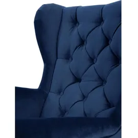 beautysofa Chesterfield-Sessel, Dunkelblau, Textil, 1-Sitzer, 82x102x92 cm, Wohnzimmer, Sessel, Ohrensessel