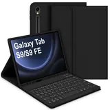 Bettdow für Samsung Galaxy Tab S10 FE 10.9" 2025 Tastatur Hülle, Deutsch QWERTZ Layout Abnehmbarer Tastatur mit Hülle für Galaxy Tab S10 FE/Tab S9 FE 10.9 Zoll/Tab S9 11 Zoll, Schwarz