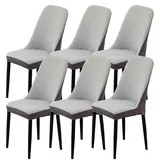 WYLEBER Stuhlhussen für Gebogene Esszimmerstühle 1er-/2er-/4er-/6er-Set,Dehnbare Abnehmbare Esszimmer Stuhlhussen mit Elastischer Unterseite,für die Dekoration von Hochzeitsfeiern(Silver Gray,6 Set)