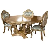 Casa Padrino Luxus Barock Esstisch Gold - Runder Barockstil Esszimmer Tisch - Runder Barockstil Küchen Tisch - Luxus Esszimmer Möbel im Barockstil - Barock Esszimmer Möbel