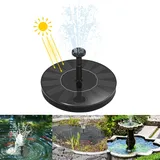 YARDIN LZQ Solar Springbrunnen Rund Gartenbrunnen,Mini Solarbrunnen für Draussen mit 4 Düsen,für Garten,Vogel-Bad,Teich und Pool(Schwarz Type B)