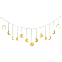 Mondgirlande, Mondphase Wand Hängende Dekor Girlande Monde Hängende Kunst Ästhetische Dekoration Mädchen Zimmer Banner für Home Apartment Office, Party Geburtstagsgeschenk (Gold)