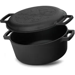BRIZOLL Gusseisen Topf 6L Gusseisentopf Ø 28cm Brotbacken Kochtopf mit Deckel-Bratpfanne