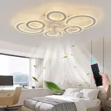 Moderner Deckenventilator Mit Beleuchtung, Kristallring-deckenventilator, Sommer-/winterdesign, Reversibel, Dimmbar, Memory-funktion, 6 Geschwindigkeitsstufen, Gleichstrommotor, Leiser Ventilator