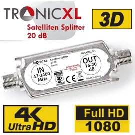 TronicXL Sat Verstärker mit 2-Fach Antennenverteiler Splitter 3D 4K HDTV