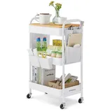 Songmics Beistellwagen 45 x 30 x 77 cm wolkenweiß