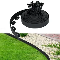 YUENFONG Beeteinfassung Rasenkante aus Kunststoff Flexible Beetumrandung Mähkante Palisade mit 90 Erdanker Länge 30m, Anthrazit