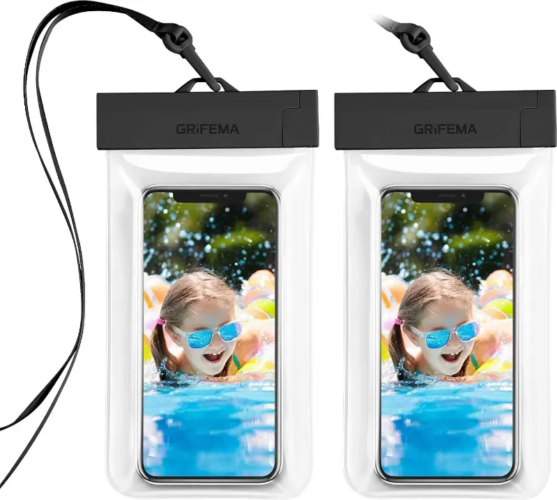 Grifema Wasserdichte Handytasche, 2 Pack IPX8 Wasserdichte Handyhülle für Schwimmen, Unterwasser-Handyhülle für iPhone 16 15 14 13 12 11 Pro XS, Samsung S24 S23 S22 A55 A54 A15, Huawei P60 bis zu 8.2