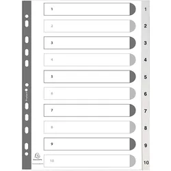 2 x FALKEN Register PP Kunststoff-Register DIN A4 1-10 Zahlen Nummern 10-teilig grau