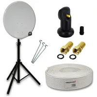 PremiumX 45cm Stahl hellgrau + Single LNB