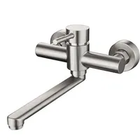 Küchenarmatur Wandmontage - Wandarmatur Küche - Wandarmatur Bovenuitloop - Wandarmatur Onderuitloop - Wandarmatur Küche Zinkfarben - Silber