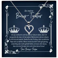 22Feels Schmuckset Stieftochter Geschenk von Stiefpapa Bonus Tochter Mädchen Halskette (inkl. Geschenktasche, Karte(n), Poliertuch, Beutel), Echt-Silber 925/000, Karte Made In Germany silberfarben
