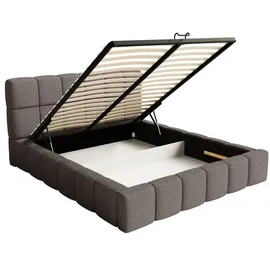FEDVE Polsterbett Lund aus Bouclé-Stoff 160x200 cm, Braun - Braun