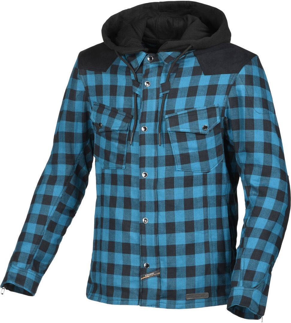 Macna Inland Plaid Motorrad Textiljacke, blau, Größe S für Männer