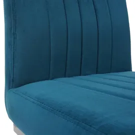 Mendler 2er-Set Freischwinger HWC-L14, Besucherstuhl Konferenzstuhl Stuhl, Samt Edelstahl gebürstet ~ türkis-blau