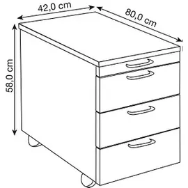 Kerkmann Lago Rollcontainer anthrazit 4 Auszüge