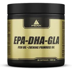 PEAK EPA - DHA - GLA - 90 Kapseln I Omega 3 I Omega 6 - Fettsäuren I Diät I Nachtkerzenöl I hochkonzentriert I normale Gehirnfunktion 124 g