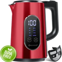 Kesser KESSER® Wasserkocher Edelstahl 1.7 Liter LED-Anzeige 4-Modi Temperatureinstellung 40°C-100°C 30min Warmhalten elektrischer Teekocher 2200W BPA-Frei Kalkfilter | Easy-Open-Deckel