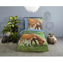 Muller Textil Regine Pferd Blau/Mehrfarbig 135 x 200 cm + 2 x 80 x 80 cm