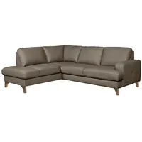 Ecksofa Fargo Leder Grau Schlamm