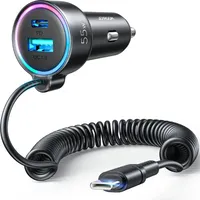 Joyroom Auto-Schnellladegerät 3 in 1 mit USB-Typ-C-Kabel 1,5 m 55 W schwarz (JR-CL07) 3-in-1 1x USB - 1x PD 55W + Type-C cable (black)