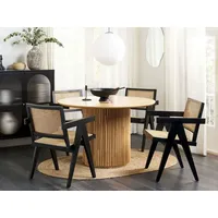 BELIANI Esstisch Heller Holzfarbton MDF-Tischplatte Rund ⌀ 120 cm für 4 Personen mit Holzbeinen Modern Säulentisch Esszimmer Küche Wohnküche
