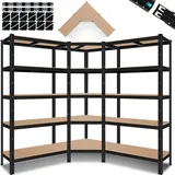Masko MASKO® 3er Set Metall Regalsystem Lagerregal 1 Eckregal & 2 Lagerregale 15 Böden MDF-Platten Regal 2625 kg Werkstattregal Kellerrregal Garage Schwerlastregal Steckregal MDF-Platten
