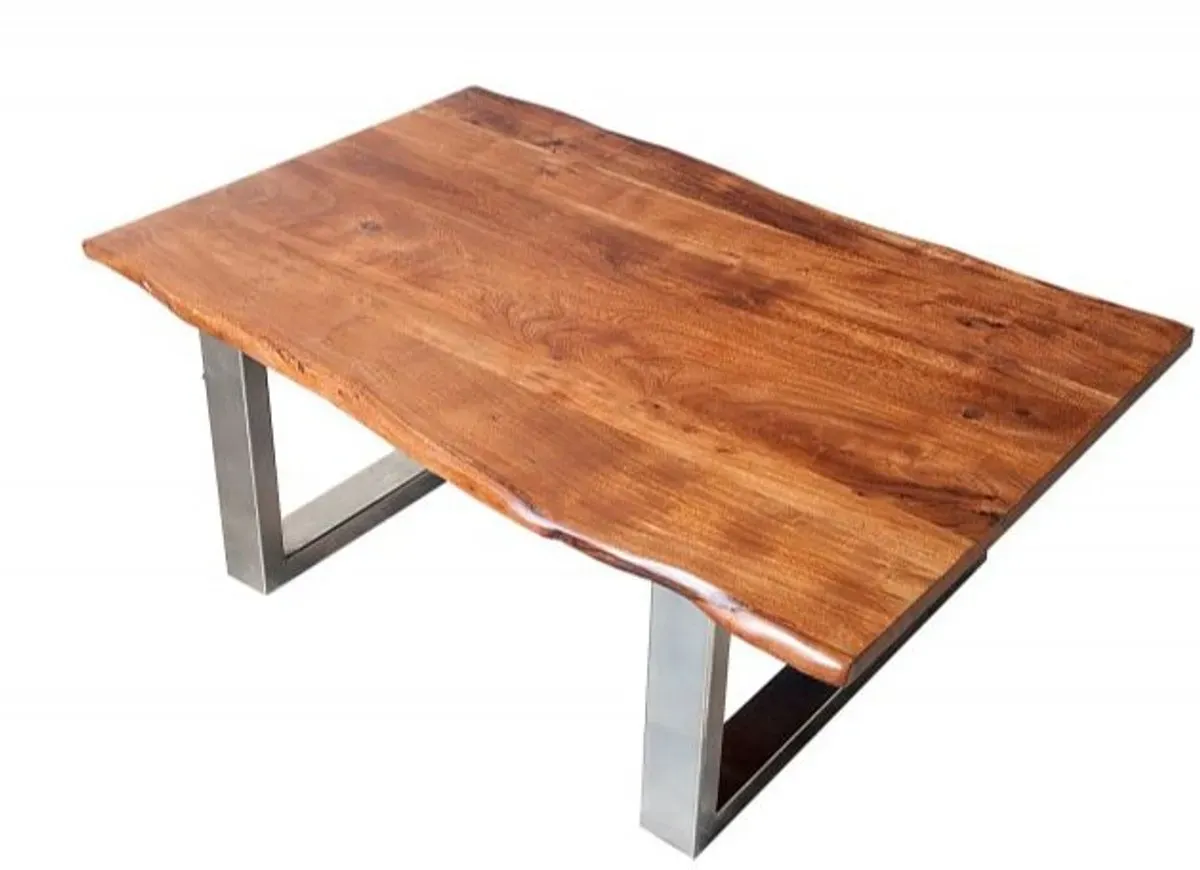 Casa Padrino Designer Massivholz Akazie Couchtisch Natur Braun 120 x H. 45 cm -  Salon Wohnzimmer Tisch