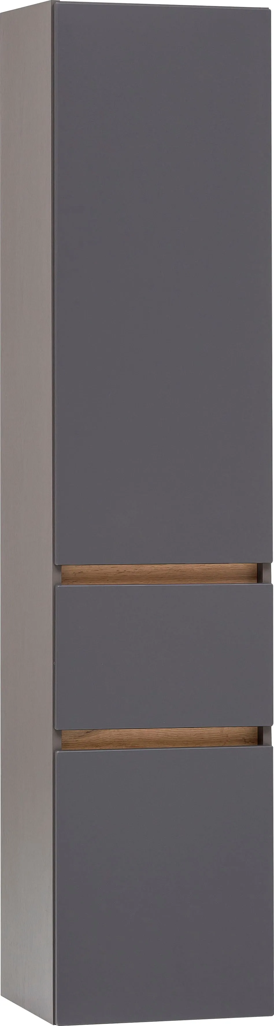 Seitenschrank WELLTIME "Lienz", grau (mattgrau), B:40cm H:180cm T:35cm, MDF, Schränke, Bad-Hochschrank Bad-Seitenschrank